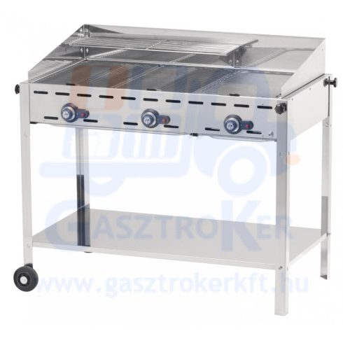 Hendi 149591 Grillsütő, gázüzemű, 3 égővel, gördíthető