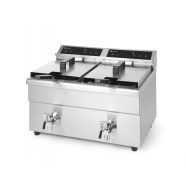 Hendi 215029 Induction deep fryer with drain tap - 2 x 8 l