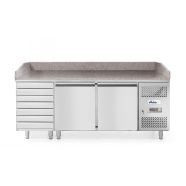   Hendi 232842 2-Door pizza cooling table with 7 drawers, with granite worktop