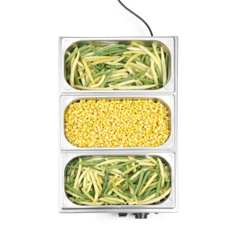 Hendi 238967 Asztali melegentartó, 3 x GN 1/3 edény+tetővel