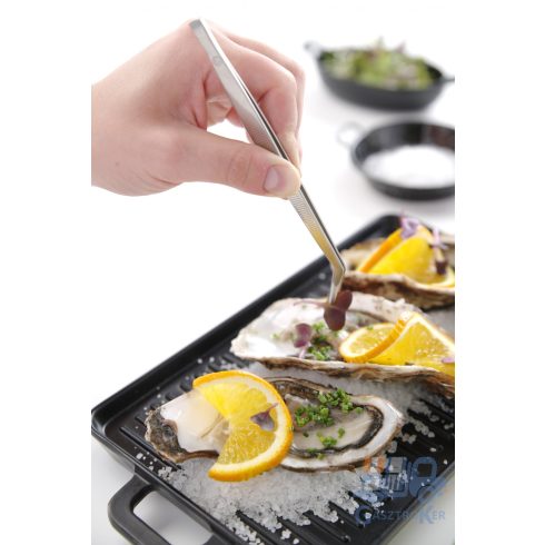 Hendi 680070 Rozsdamentes precíziós csipesz, hajlított véggel 160 mm