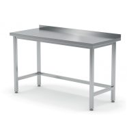   GASZTROKER AHF E60-090 Rm.munkaasztal lábösszekötővel, hátsó peremmel, 900x600 mm, AISI 430